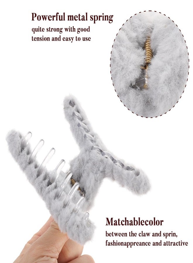 AWAYTR 5PCS Large Claw Hair Clips for Thick Hair Big Fuzzy Hair Clips for Women Nonslip Strong Hold Hair Claw Clip (Blue) - Image 5